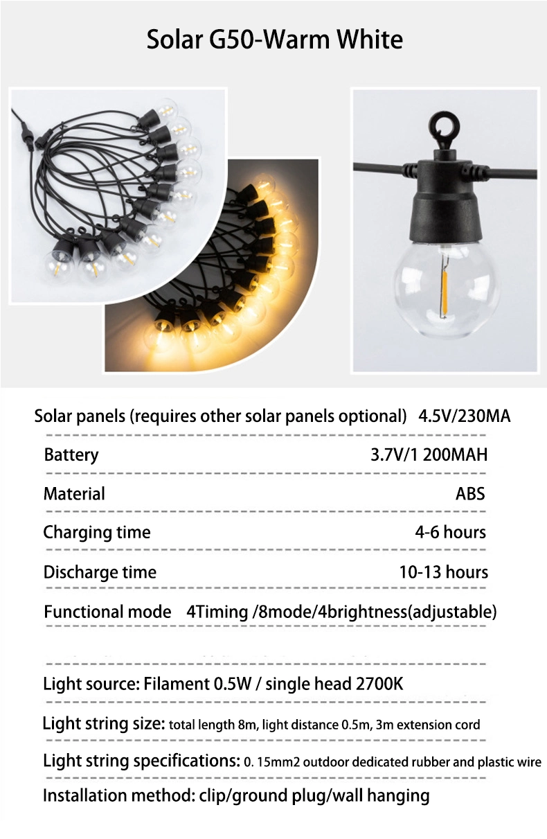 Solar LED Meteor Shower S14 Outdoor Waterproof Garden Light String Festival Decoration