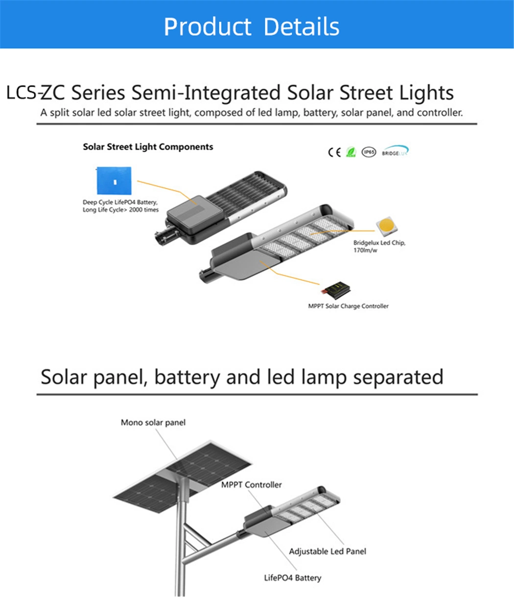 IP67 30W50W80W100W120wall in Two Solar Panel LED Street Light