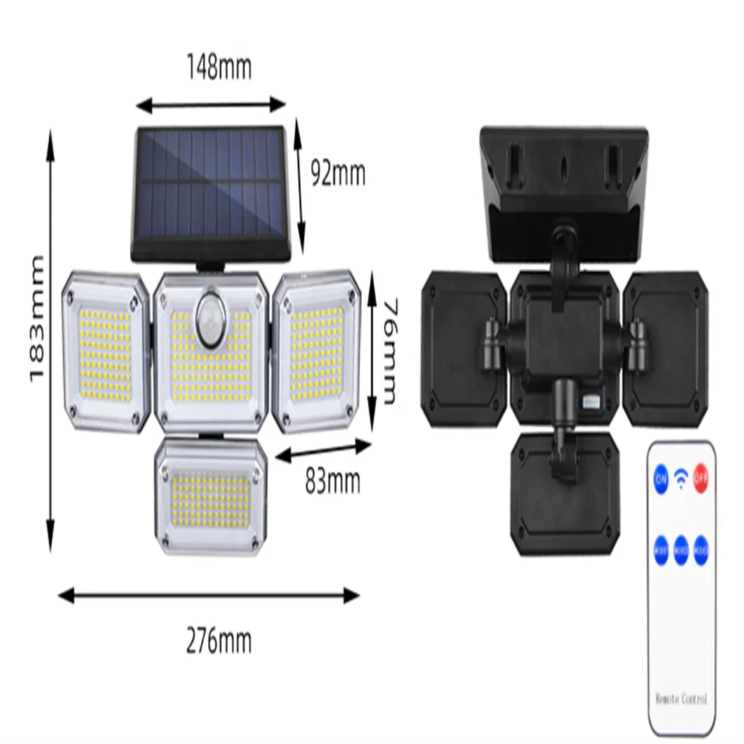 3 Head LED Solar Motion Sensor Flood Light Garden Wall Security Lamp Outdoor