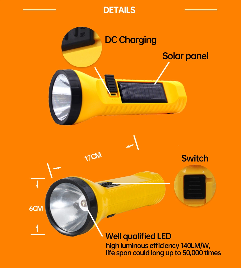 Emergency Light Solar Torch Reading Function with Life Po4