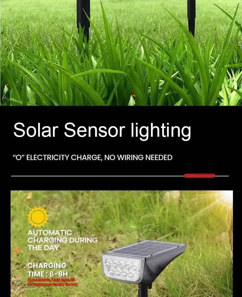 Adjustable Lawn Lamp 5W COB LED Chip Grounding Pin Solar Garden Light