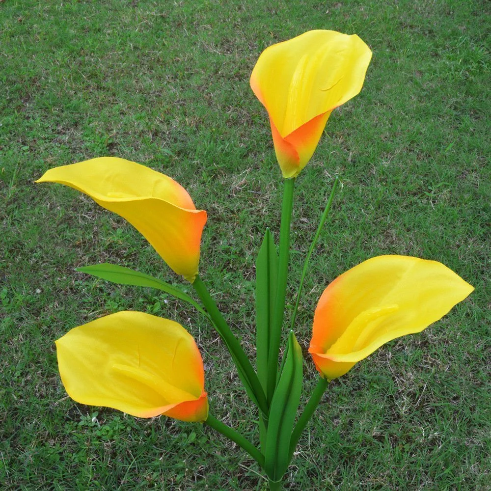 Solar Energy Rechargeable LED Calla Lily Flower Stake Light for Outdoor Garden Patio Pathway Porch Backyard Bl16586