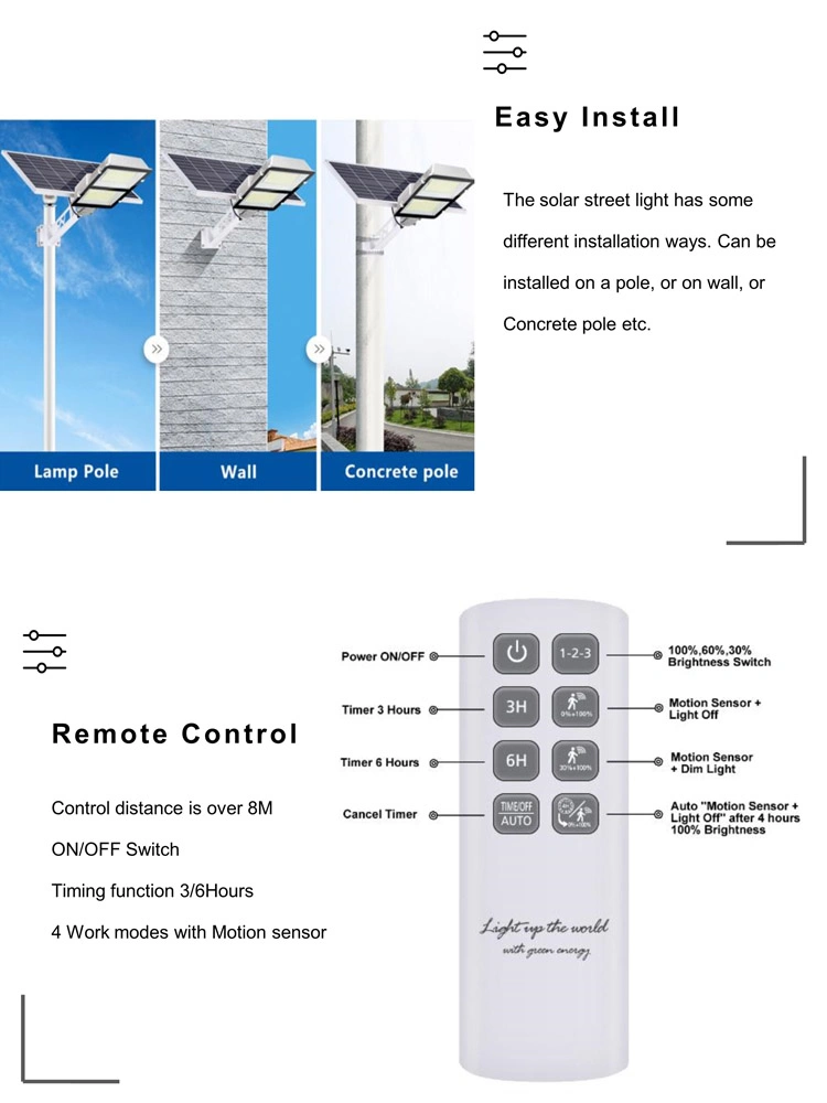 6000 Lumen Outdoor LED Solar Parking Lot Light for Road Street