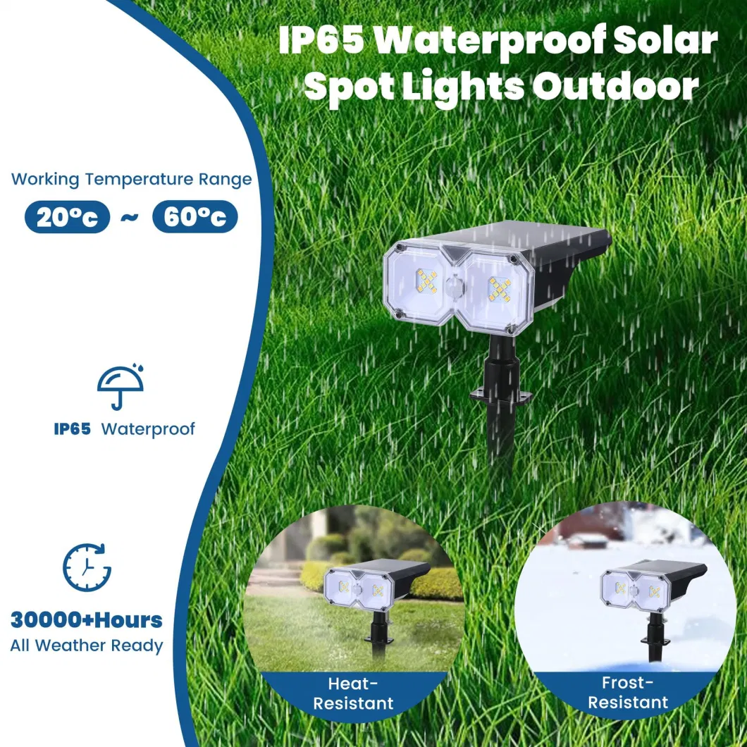2023new Waterproof Outdoor Solar Motion Sensor LED RGB Spike Garden Lawn Projector Spotlight