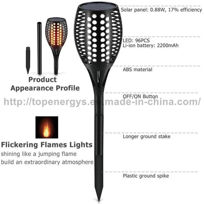 Solar Garden Torch Lights 96 LED Dancing Flame Lighting