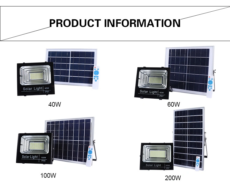 25W 40W 60W 100W 200W 300W Garden Security Solar Powered Floodlight Reflector LED Solar Flood Light