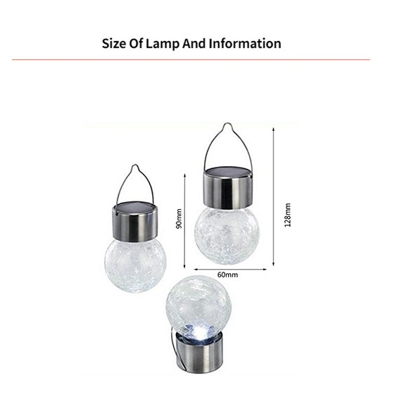 High Quality Festival Hanging Solar Light Colorful Cracked Hanging Ball Light Waterproof Outdoor Solar Lantern