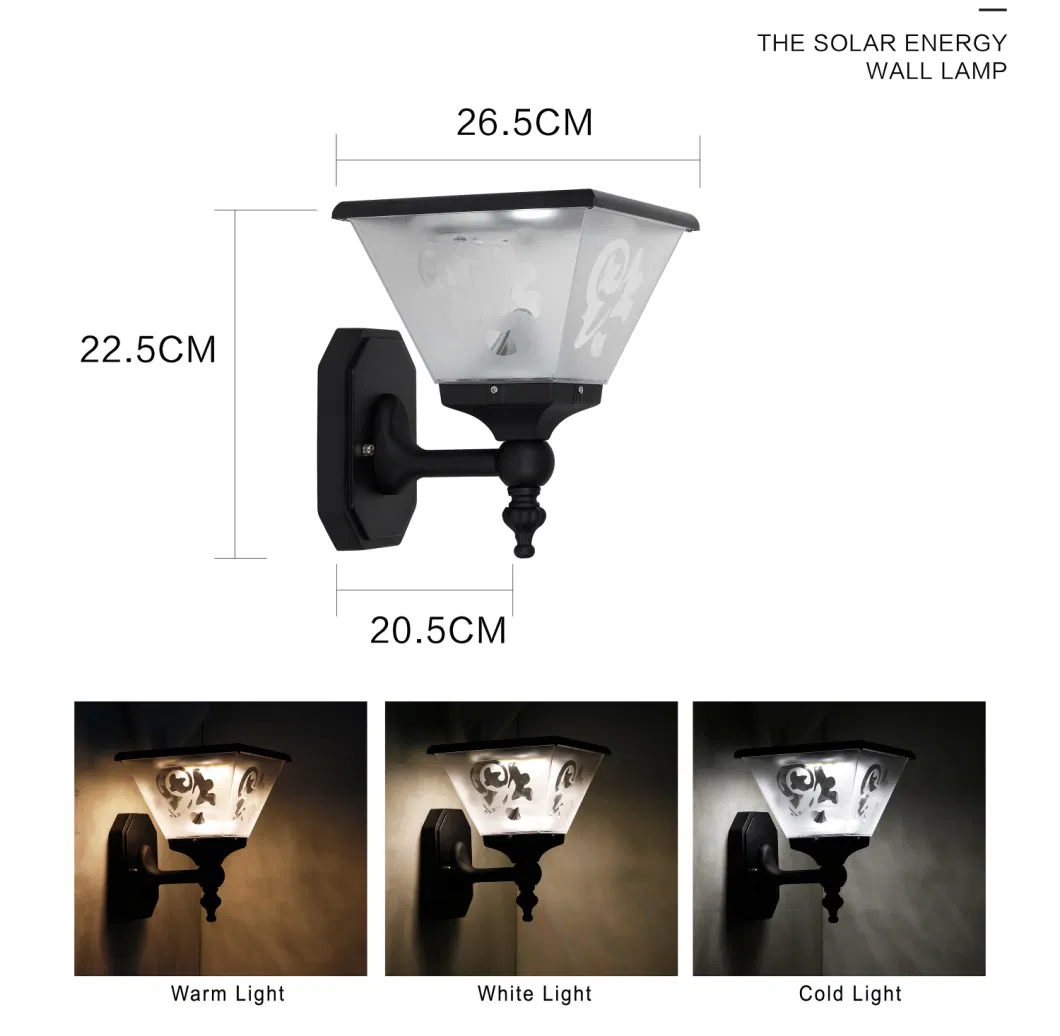 Solar Outdoor LED Wall-Mounted Landscape Fence Yard Lamps