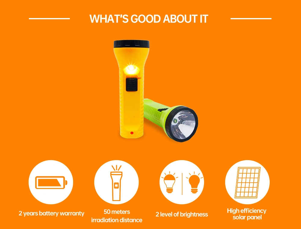 Rechargeable Flashlight Torch with Built in Solar Panel and UVC