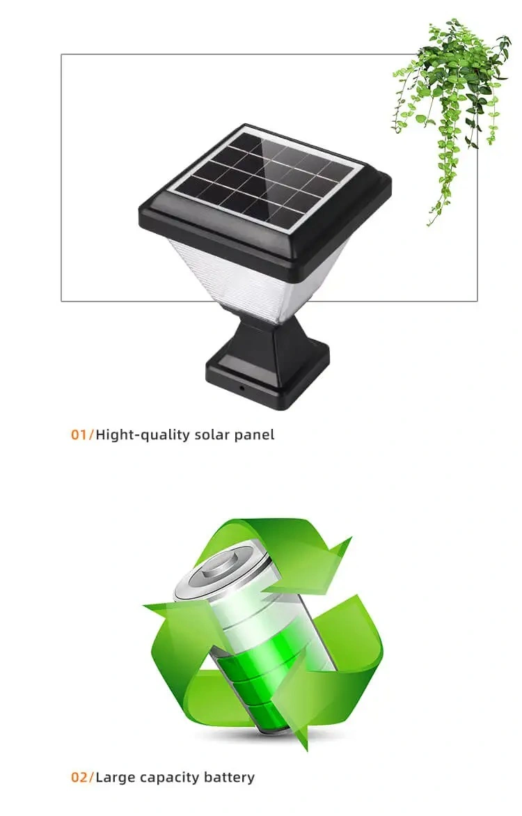 Outdoor Landscape Fence Waterproof IP65 Post Lighting Garden Spike LED Gate Solar Pillar Light