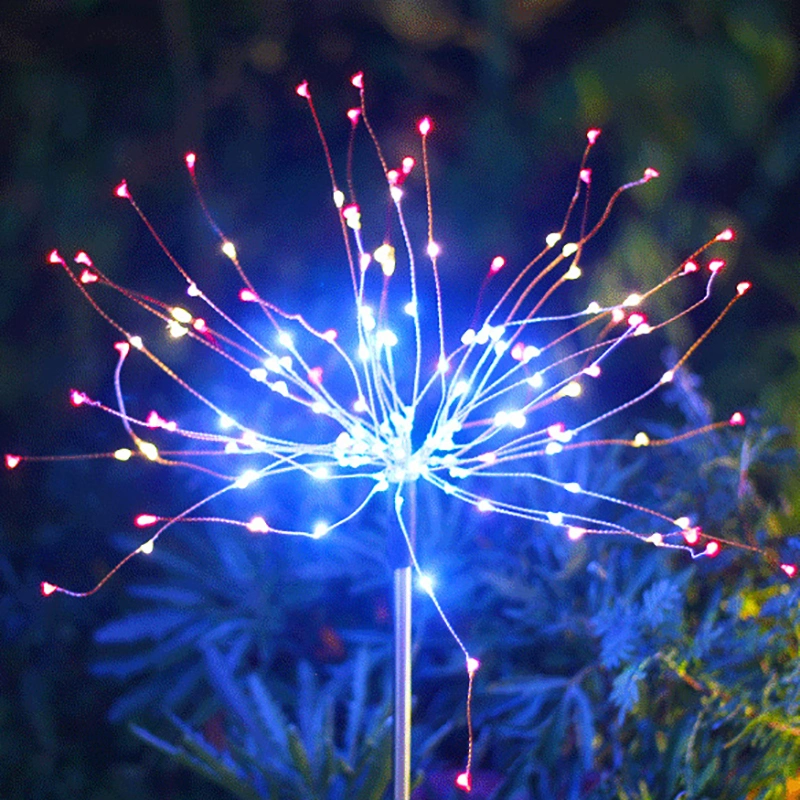 Wholesale Waterproof Solar Powered Garden Firework String Lamp Outdoor Garden Decorative Lighting Hot Sale RGB Colorful LED Garden Light