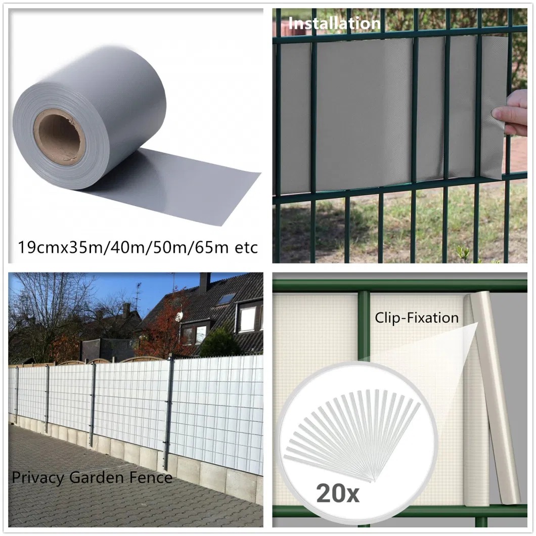 650g Light-Grey 19cmx35m with 20clips PVC Tarpaulin Strip Screen Fence