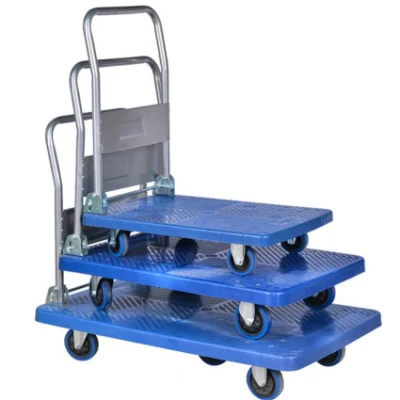 Folding Transportation Steel Handle Plastic Platform Hand Trolley Wheelbarrow