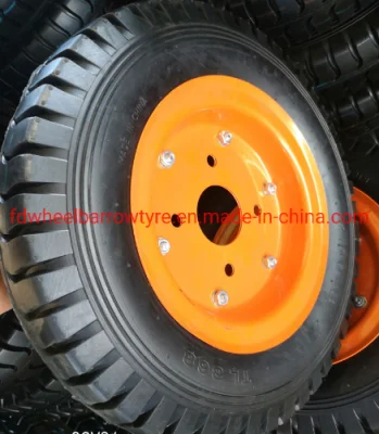 4.00-8 High Quality Pneumatic Rubber Wheelbarrow Wheel with Lug Pattern for Tool Cart