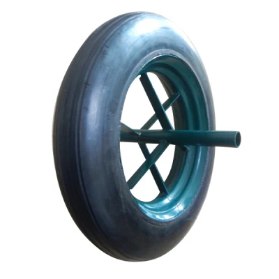 14X4 Inch Solid Rubber Wheel Barrow Wheel with Spoke Rim