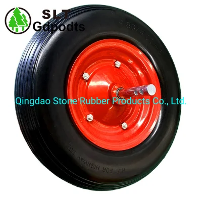  4.00-8 PU Foam Wheel with Long Galvanized Axle for Wheelbarrow