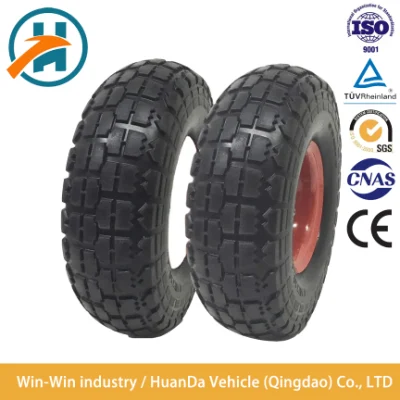 Colorful Solid PU Polyurethane Puncture Proof Flat Free PU Foam Caster Tyre Wheel Tires for Wheelbarrow