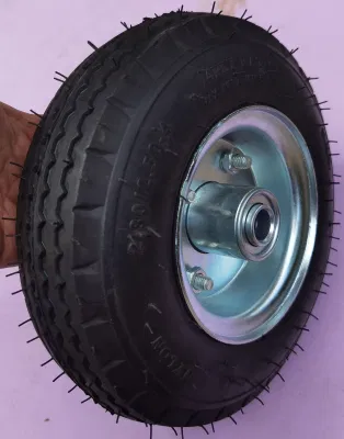2.80/2.50-4 Pneumatic Inflatable Rubber Wheelbarrow Wheel Tire with Metal Rim