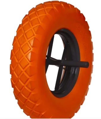  Factory Price Multi Colors 4.10/3.50-4 PU Solid Foam Wheelbarrow Wheel with Steel Rim for Hand Trolley, Tool Cart