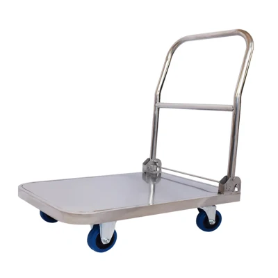  4 Wheels Stainless Steel Platform Trolley Foldable Cart Travel Bag Luggage Wheelbarrow