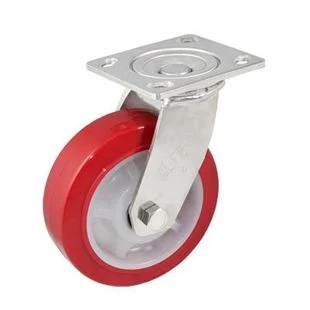 Heavy-Duty Red PU Casting Iron Dust Ring Swivel Caster Wheel Barrow Without Brake