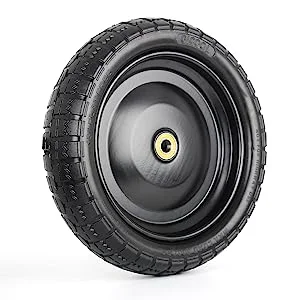 13-Inch Flat-Free Solid Tire and Wheel Replacement for Wheelbarrow Garden Wagon Trolley Dolly Lawn Mover Go Kart--2 Pack