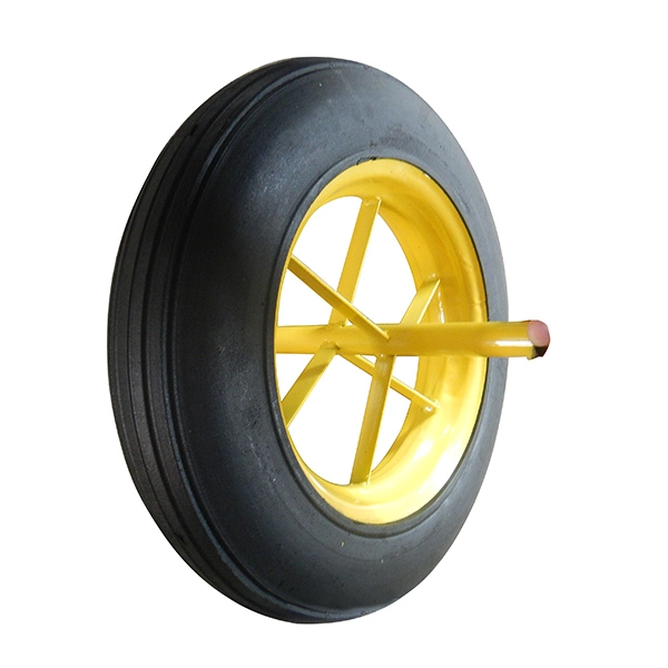 14X4 Inch Solid Rubber Wheel Barrow Wheel with Spoke Rim