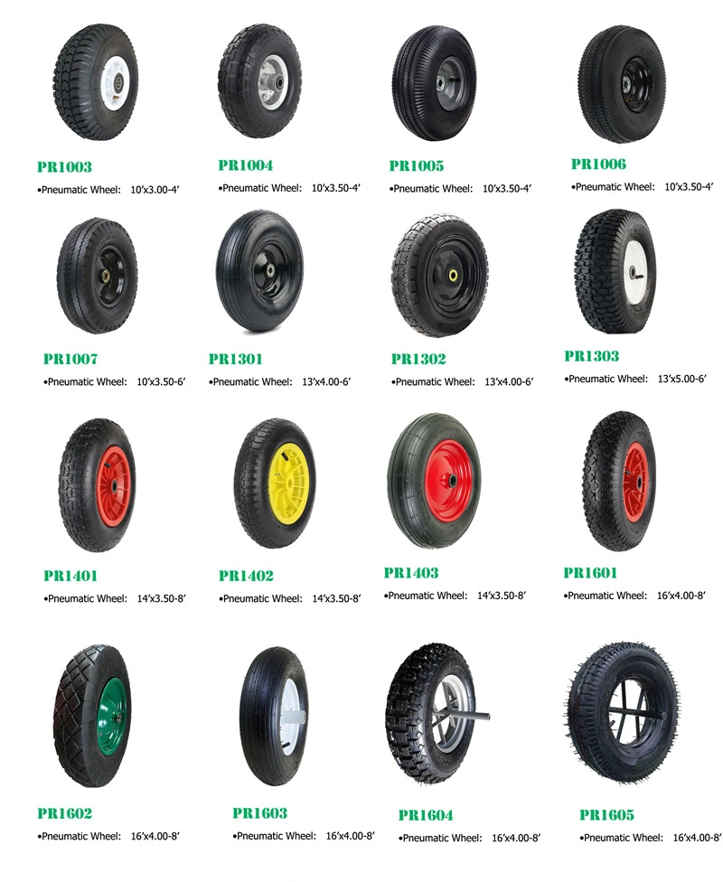 PU Wheelbarrow Tyre, 4.80 4.00-8, Solid Rubber Spare Wheel, Coloured Steel Rim