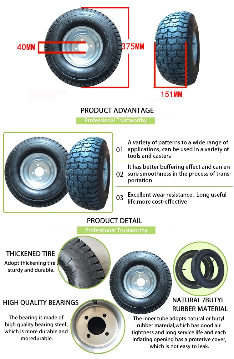 15 Inch Pneumatic Inflatable Rubber Tires 15X6.00-6 Agricultural Tractor Wheel