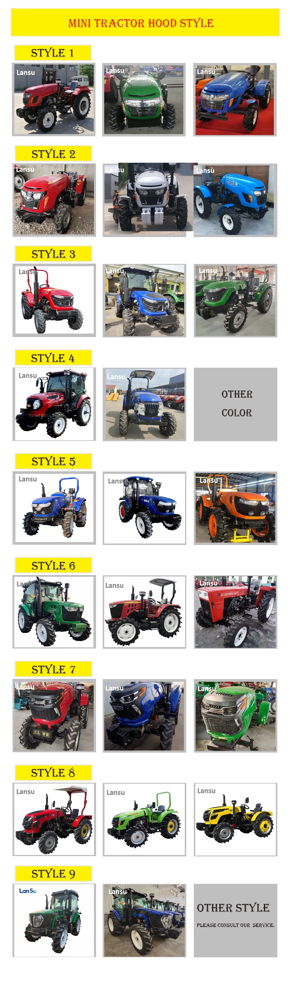 China Micro Mini Tractor Small 4X4 Wheel Tractor 10-300 HP Farm Tractors Agricultural Tractor