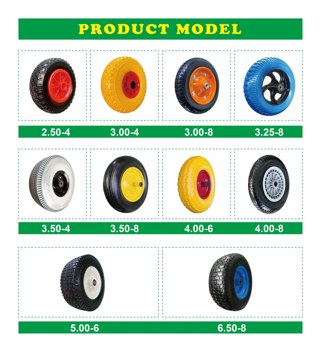 16X4.80/4.00-8 Puncture Proof Flat Free PU Foam Wheel Barrow Wheel