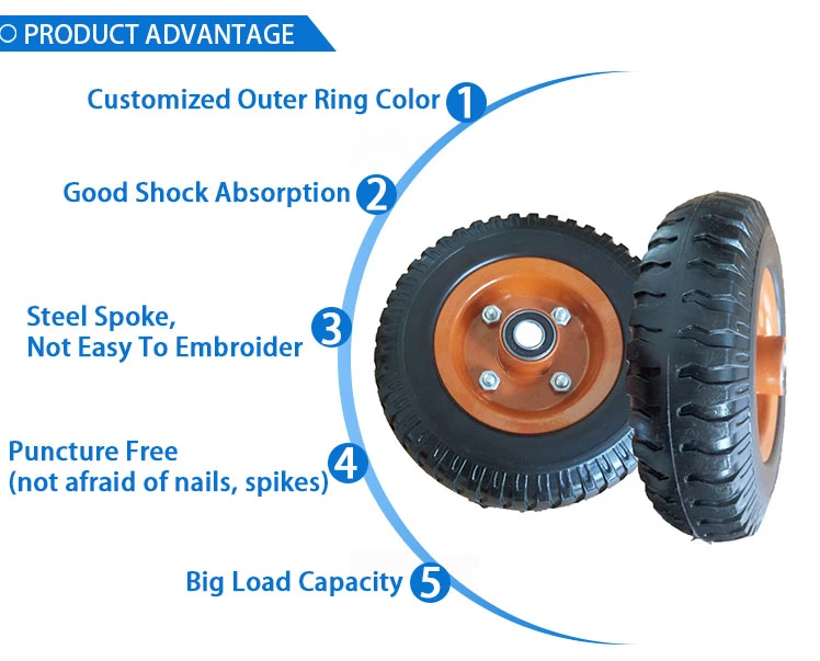480/400-8 Puncture-Proof Rubber Wheel 16 Inch Inflatable Wheels for Warehouse Trucks