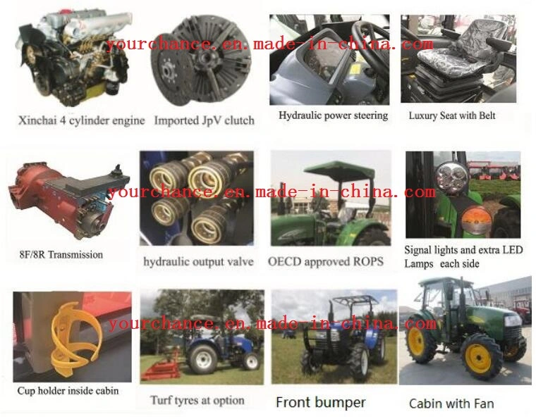 China Factory Supply Europe CE Certificate Dq554 55HP 4WD Agricultural Wheel Farm Garden Tractor with Durable Wide Industrial Tires