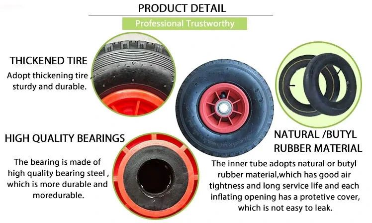 2pr/4pr Tyre Metal Rim Pnuematic Rubber Wheel Wheel for Hand Trolley Wheelbarrow (2.50-4)