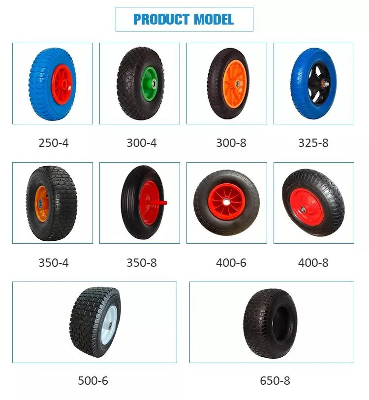 OEM High Quality 4.00-8 PU Solid Foam Square Pattern Wheelbarrow Wheel