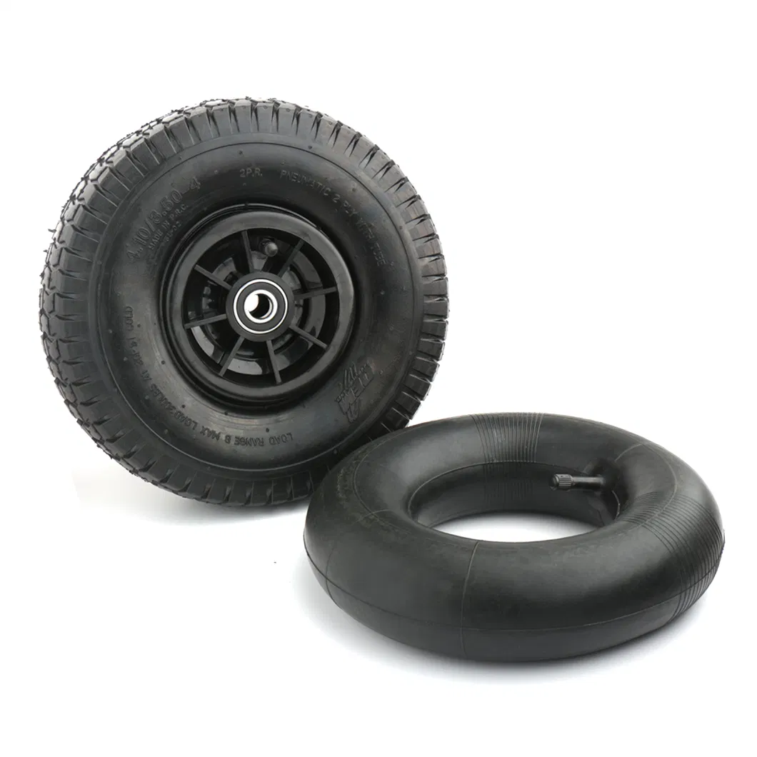 Pr1505-4 Pneumatic 10 Inch 4.10/3.50-4 Wheels Inflatable Rubber Tyre Cart Tire Wheels for Hand Truck Trolley Lawn Mower