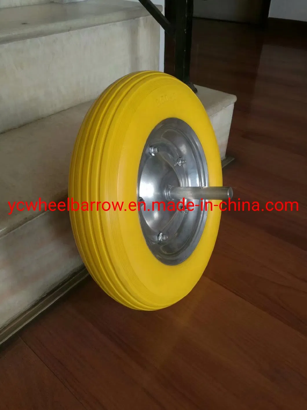 Heavy Duty 4.00-8 Colorful Polypropylene Tire 16 Inch PU Solid Flat Free Wheel for Wheelbarrow to Poland Market