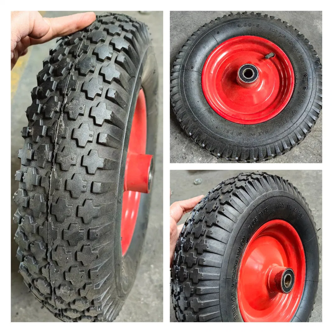 16 Inch 4.00-8 Wheelbarrow Pneumatic Rubber Tire Wheel with Diamond Pattern