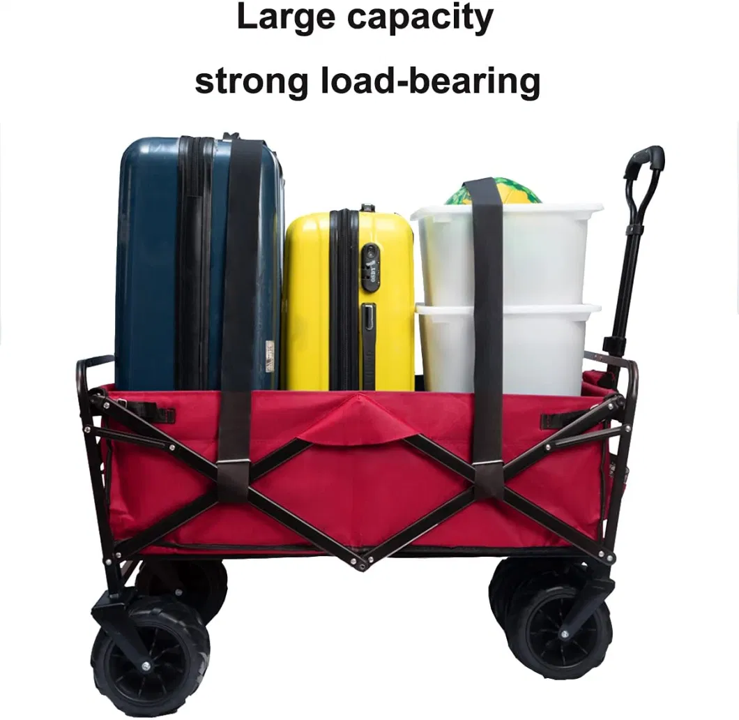 Collapsible Heavy Duty Folding Wagon Cart Campin Shopping Concerts Sporting Events Beach Outdoor Utility Wagon with Wide Terrain Wheels