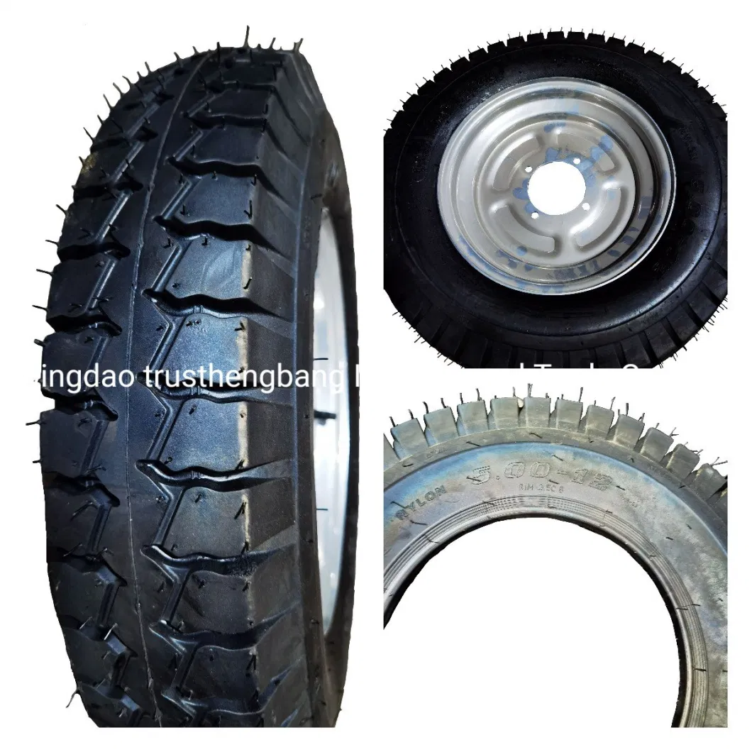 Agricultural 4.00-10 4pr Rib Tyre with Metal Wheel, Farm Front Wheel Tyre