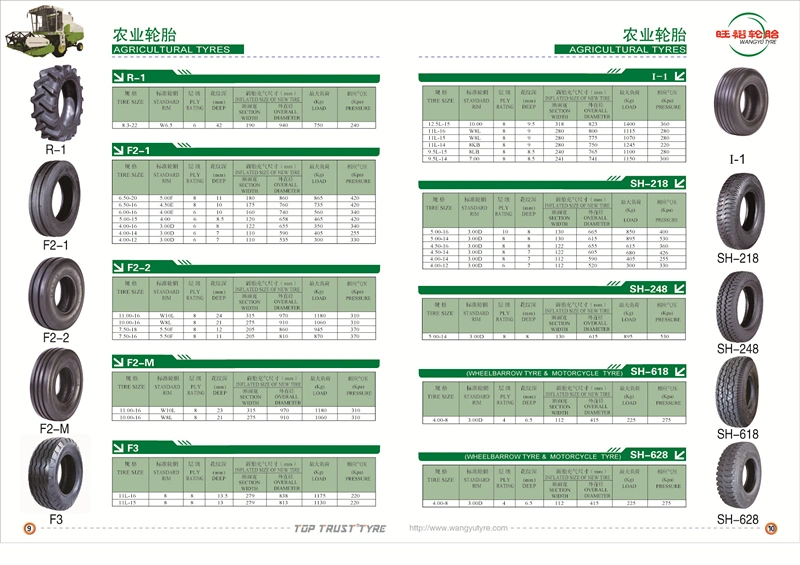 Hot Sales Top Trust Brand 4.00-8 Sh-628 Motorcycle Agricultural Tires