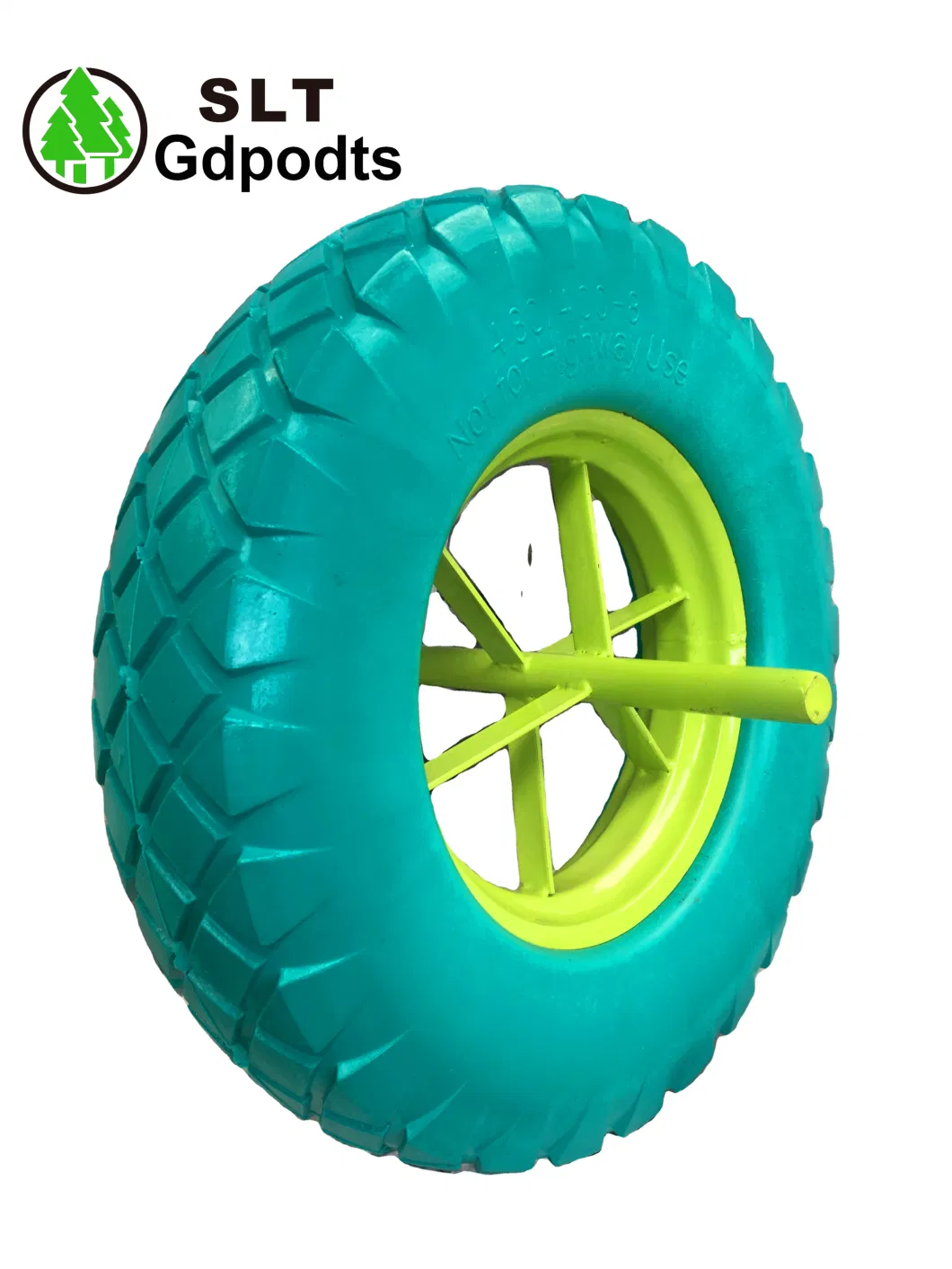 Hot Selling 4.00-8 Flat Free PU Foam Wheel with 20X240mm Solid Axle for Construction Wheelbarrow