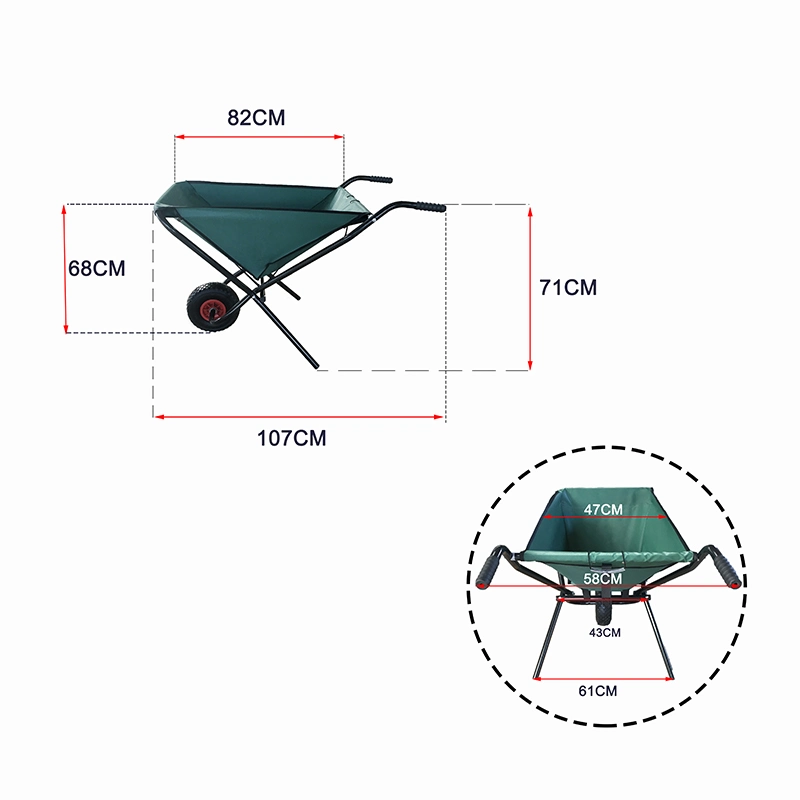 Portable Pocket Cloth Garden Yard Foldable Folding Wheelbarrow