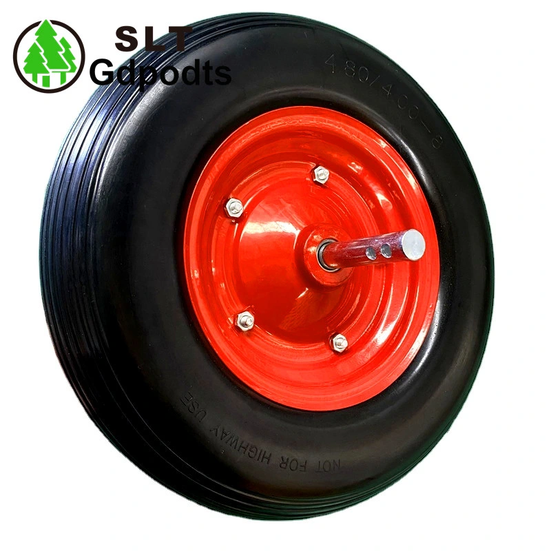4.00-8 PU Foam Wheel with Long Galvanized Axle for Wheelbarrow