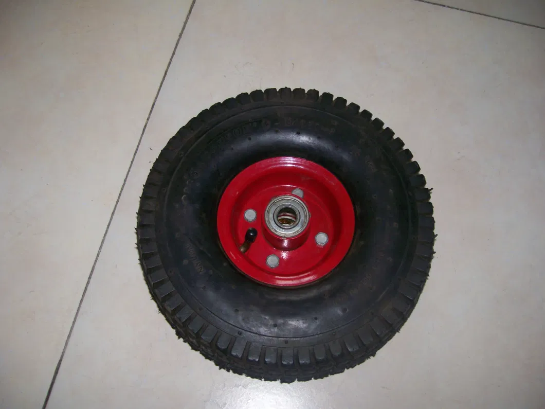 Turf Tread Pattern High Quality Metal Rim Pneumatic Rubber Wheel with Inner Tube (3.50-4)