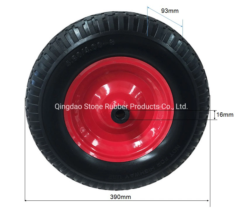 400X100mm Solid PU Foam Wheel with Metal Rim for Wheel Barrow Tool Cart