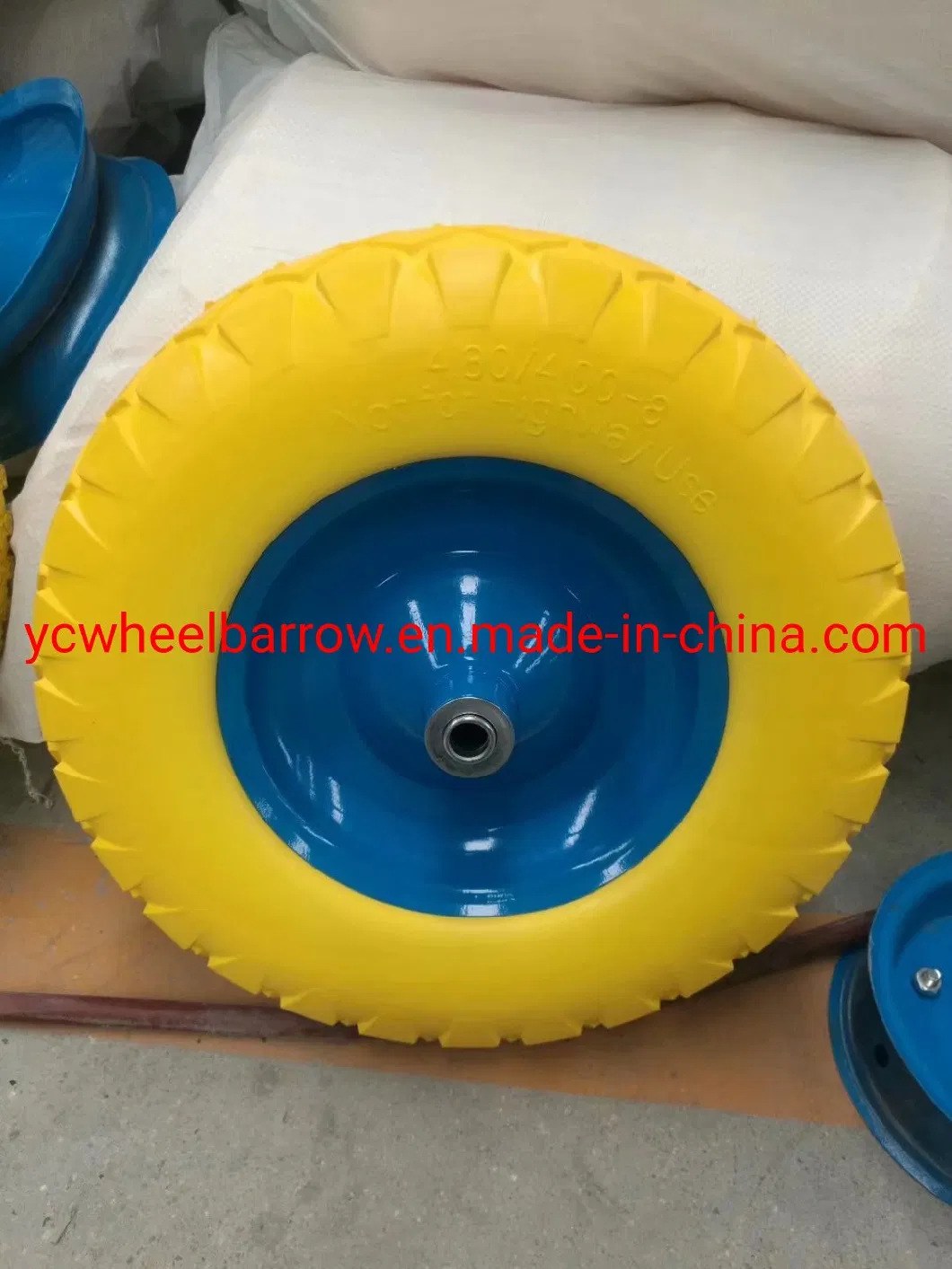 Heavy Duty 4.00-8 Colorful Polypropylene Tire 16 Inch PU Solid Flat Free Wheel for Wheelbarrow to Poland Market