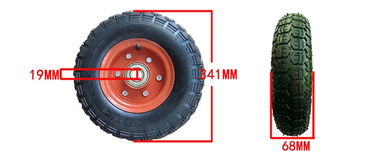 10&quot; Steel Rim Air Pneumatic Rubber Tires Dolly Wagon Mower Tiller Wheels with 5/8&quot; Bearings