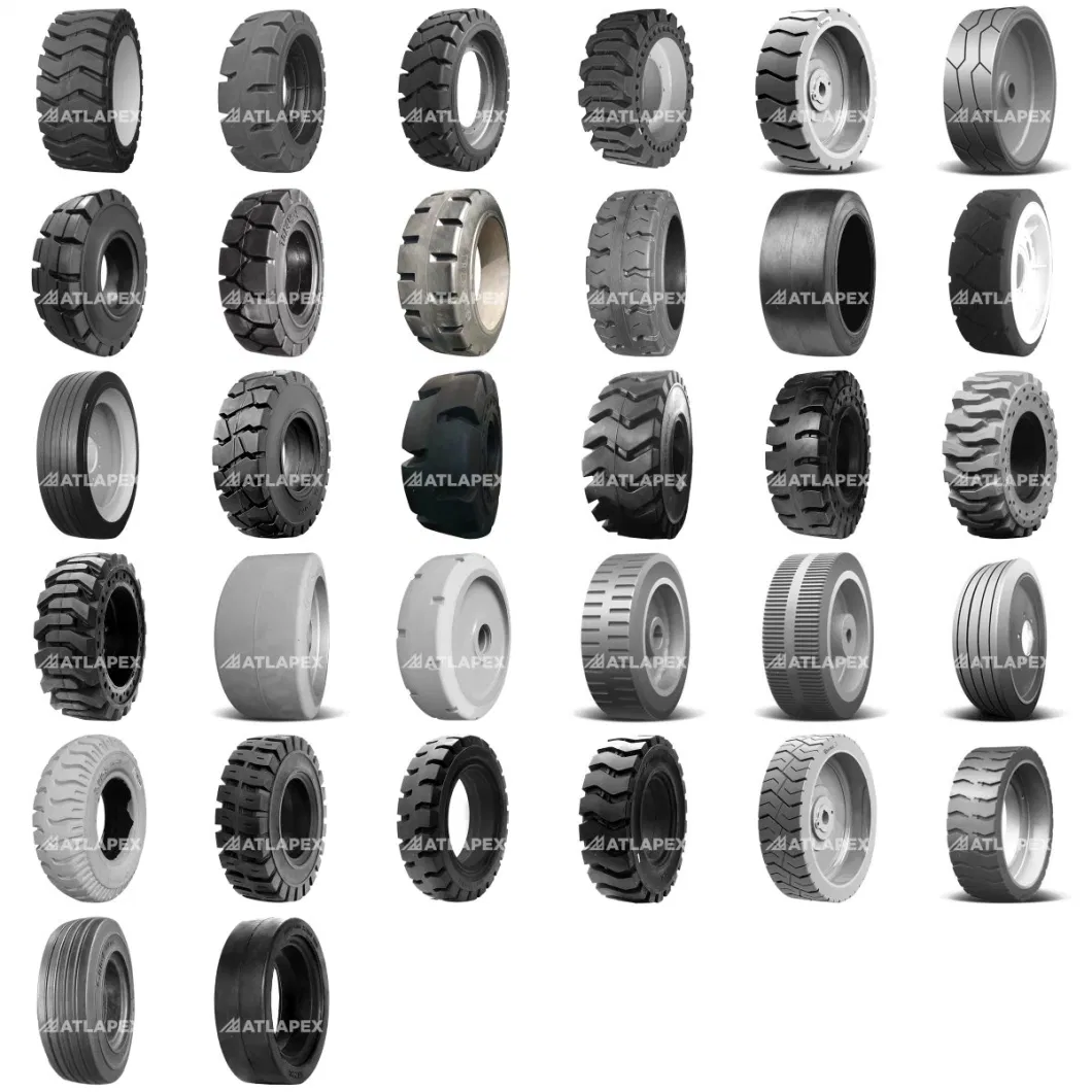 High Load Pneumatic Solid Tire 400-8, 500-8, 600-9, 650-10, 700-9, 18*7-8, 28*9-15 Solid Rubber Tyre Trailer Wheel Forklift Solid Tires