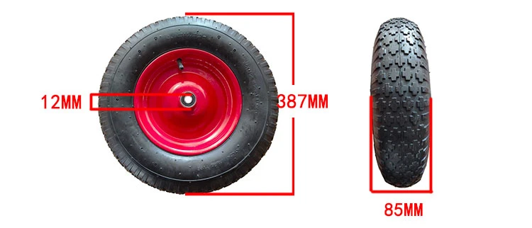 4.00-8 Rubber Pneumatic Wheel Wheelbarrow Tire Pneumatic Rubber Wheel Metal Rim Pneumatic Wheel